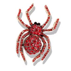 Spider Brooch with Green and Gold Crystals